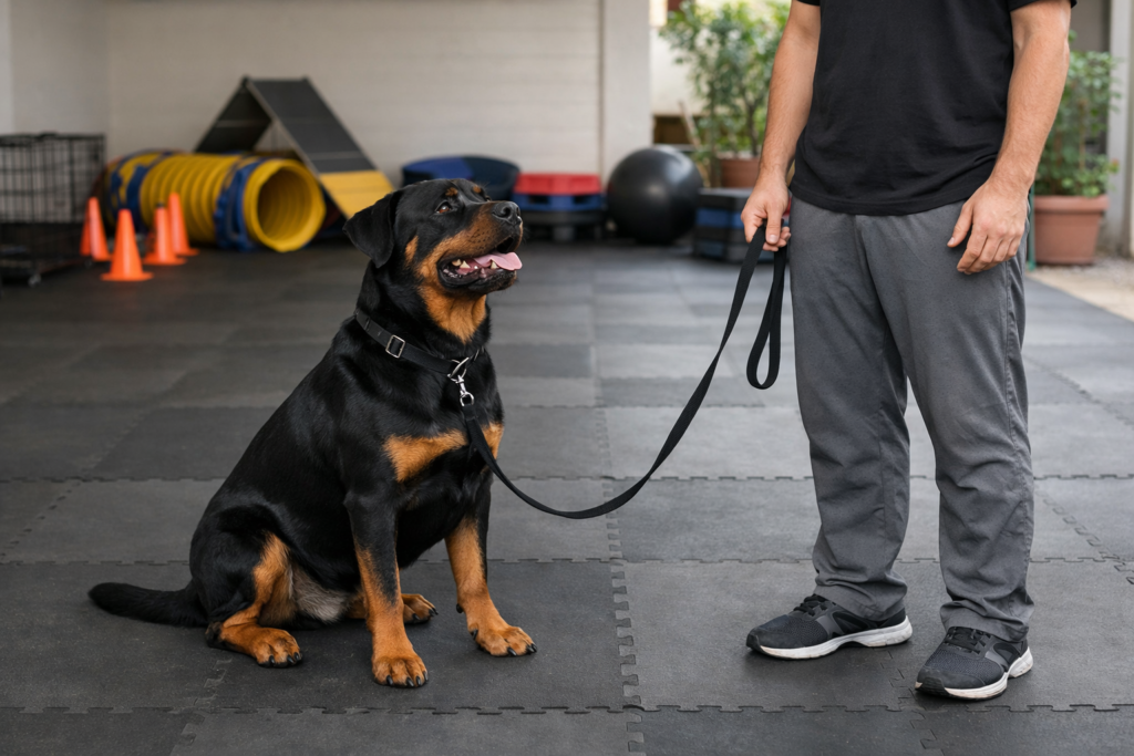 loose leash walking training for large dogs indoors